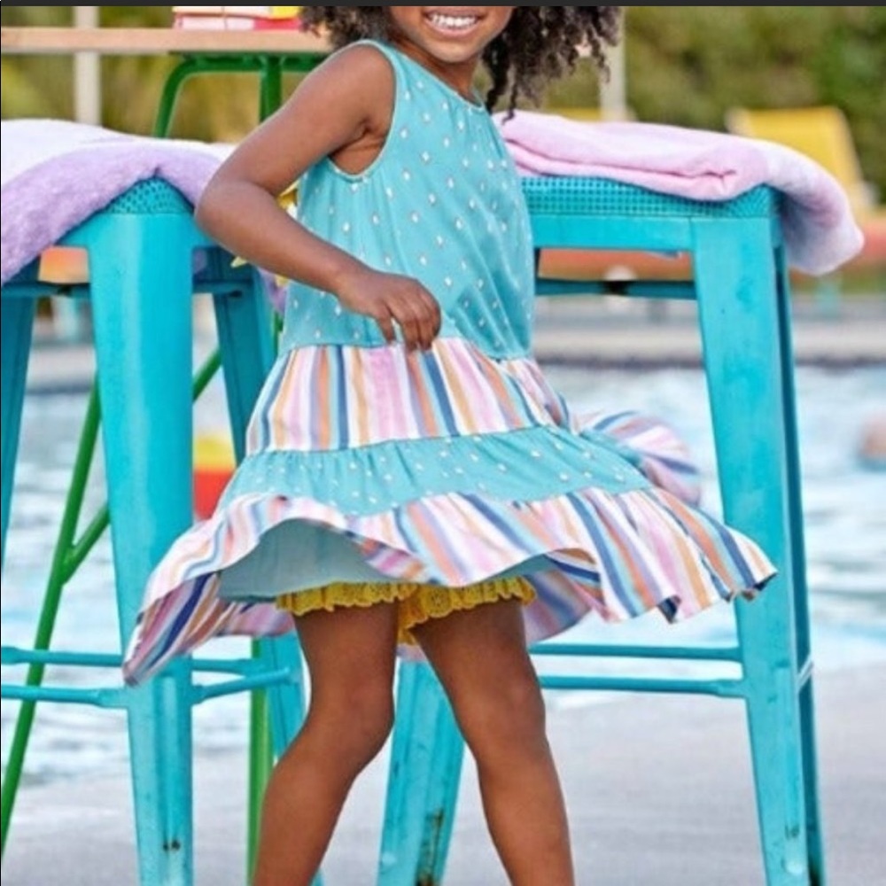 Girls MATILDA JANE Lets go together Bow Way Dress size 8 Blue Floral Dress